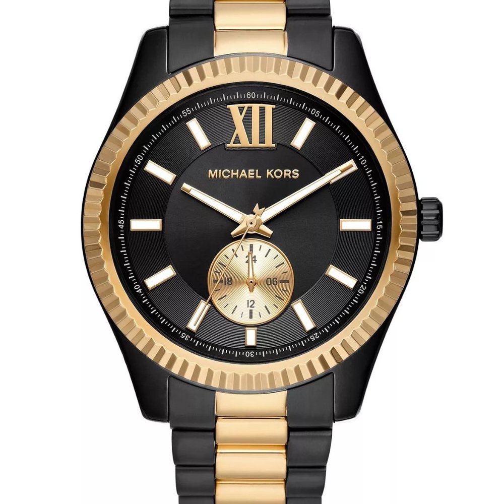 Michael Kors Lexington Men's Watch, Two-Tone Black & Gold Stainless Steel MK8948